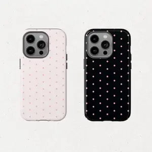 Pink Polka Dot Phone Case, Pink, Black Case Cover Compatible With iPhone 16 15 14 13 12 11 Pro Max X XS, Galaxy S25 S24 S23 S22 Ultra, For Women, For Men