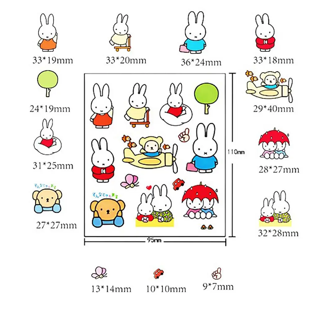 Cute Miffy Kawaii Stickers 4pcs/set Cartoon Rabbit Waterproof Decorative Stickers Phone Case Ipad Notebook Stickers Toys