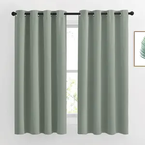 NICETOWN Blackout Sage Green Curtains & Drapes for Bedroom - Grommet Top Thermal Insulated Room Darkening Light/Sound Blocking Privacy Drapes for Living Room， 2 Panels， W52 x L63
