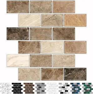 10-Sheet Stick on Backsplash for Kitchen,12"x12" Peel and Stick Self Adhesive Wall Tiles  Splashes for Bathroom Brown Marble Look