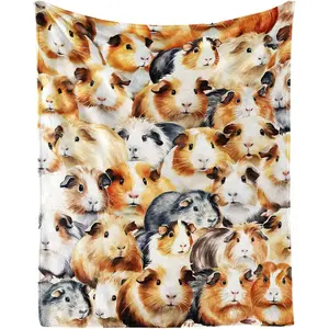 Guinea Pig Throw Blanket - Soft Flannel Guinea Pig Blankets for Girls Boys Kids Guinea Pig Lovers - Warm Guinea Pig Throw Blankets for All Season Lap, Chair, Sofa - 50"x40"