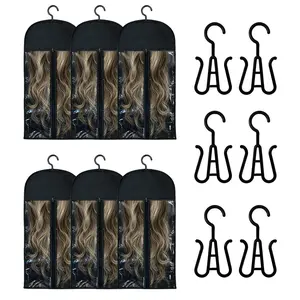 6PCS Wig Storage Bags with Hanger, 23.6" x 11.8"Wig Storage for Multiple Wigs,Breathable and Easy Carry Home Hair Travel Use Household Items