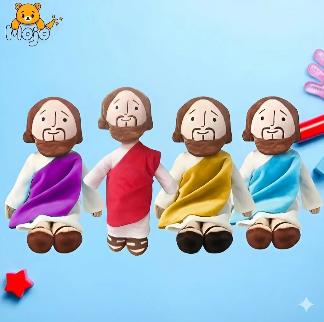 Jesus Plush Toy, Pack of 4, 10 inch, Huggable Stuffed Pillow, Religious Plushie Gift, Durable Soft Fluffy 10-inch Jesus Stuffy, Savior Toy for Kids, Christian Baptism Gifts, Church & Sunday School, Birthday & Religious Gift, Stuffed Toys for Kids