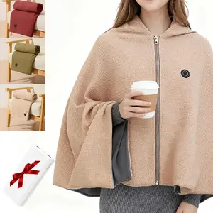 Portable Heated Blanket Shawl, Portable Heated Shawl, 2025 New USB Zipper Electric Heated Blanket Shawl, Cordless Design, 15s Fast Heating