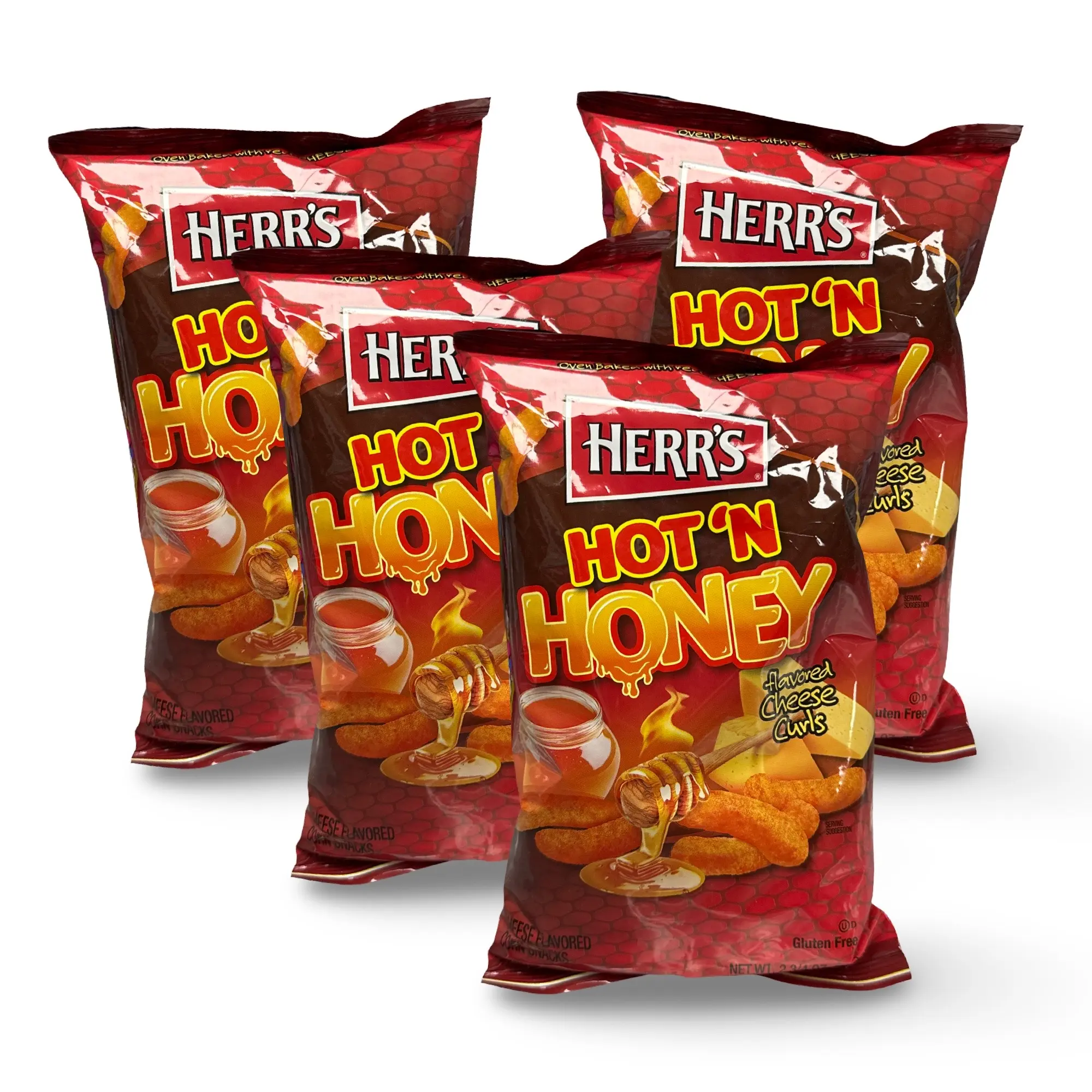 Herr's Hot N Honey Cheese Curl Puffs, 2.75 Oz, 4 Bags Herr's Hot N Honey Cheese Curl Puffs, 2.75 Oz, 4 Bags