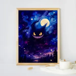 Gengar van gogh Poster, Anime Art Gift Idea, Unframed Wall Art, Home Decor Wall Decoration Vintage Design