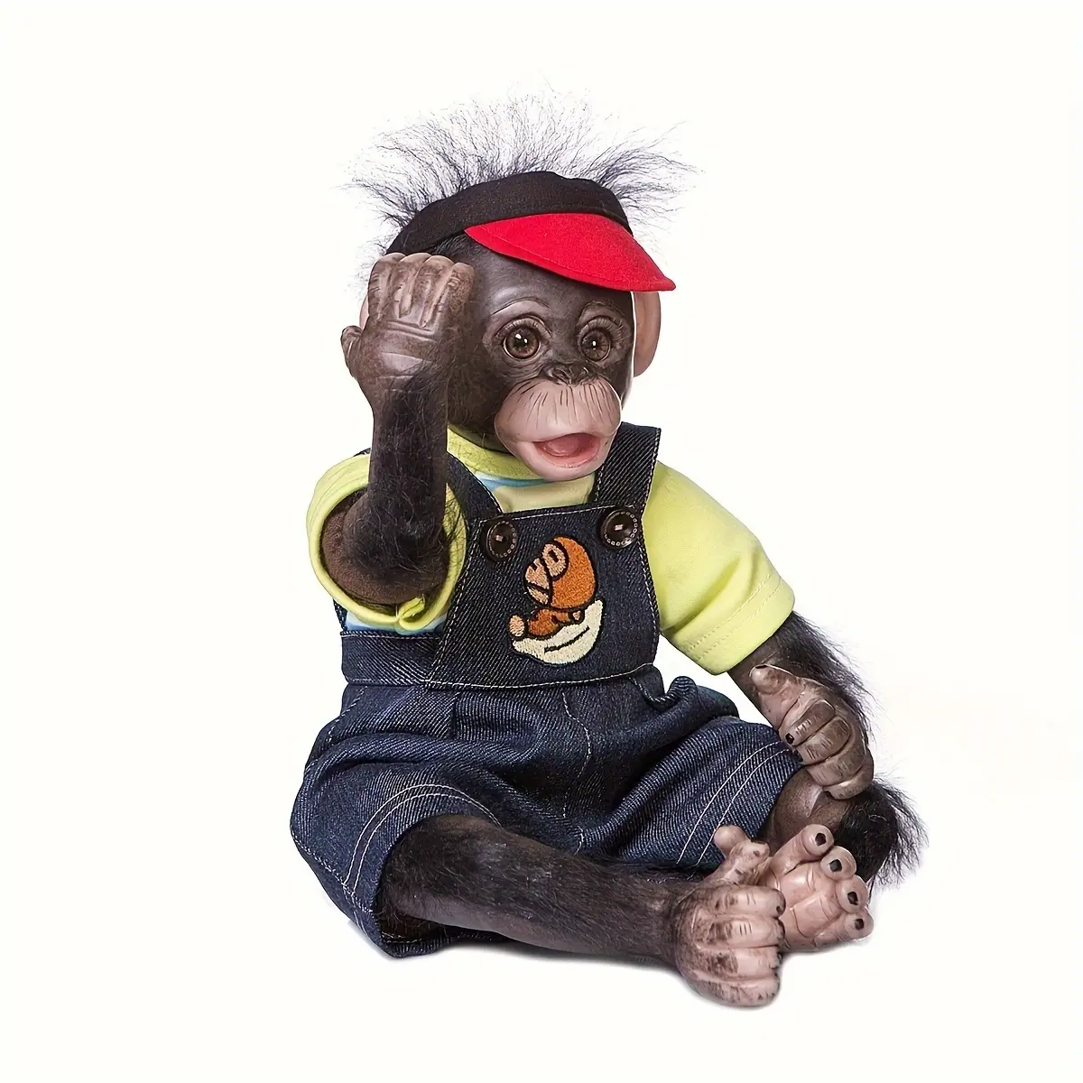 16-inch Handmade Realistic Baby Monkey Stuffed Animal Doll Mohair Hair Acrylic Eyes with Accessories Comfortable Soft Cuddly Toy for Ages 3+ Collectors and Play Enthusiasts