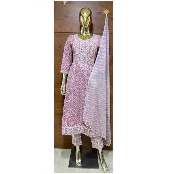Light Pink Embroidery Work Georgette Readymade Nyra Cut Salwar Suit