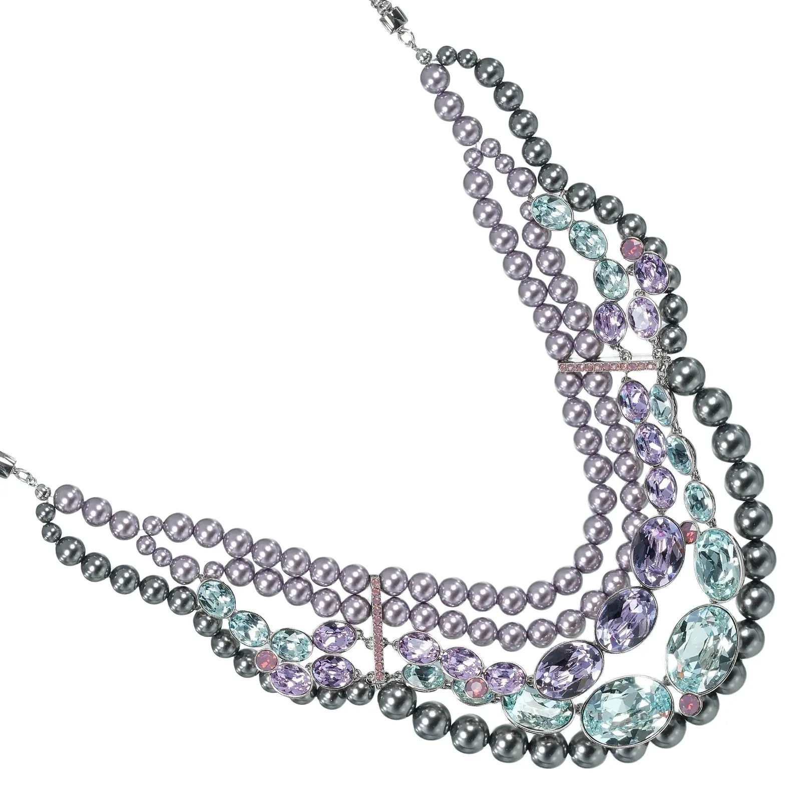 Pre-owned Swarovski Sterling Silver 925 (Ag925) Small Leather Goods Clay Large Crystal Necklace