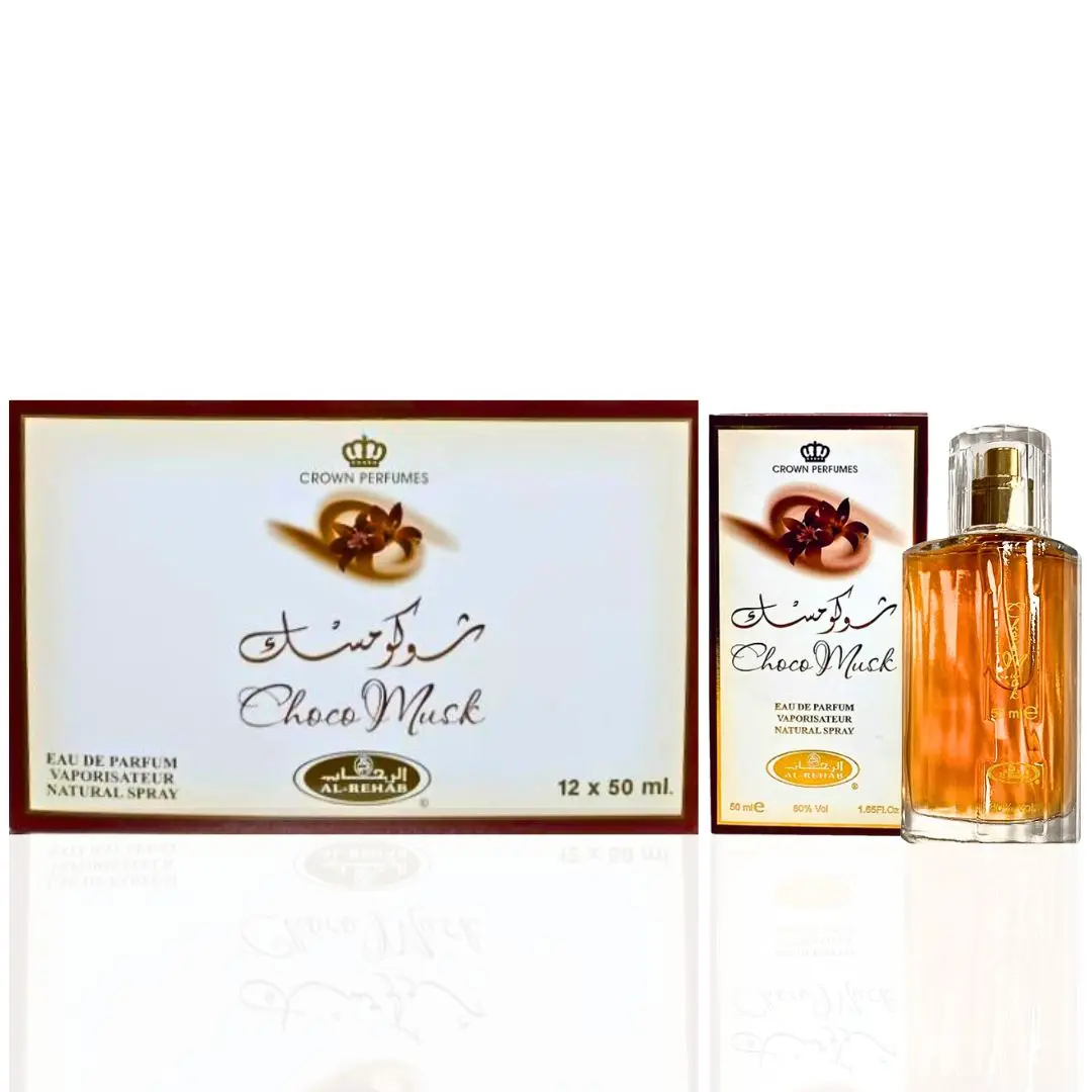 Choco Musk Eau de Parfum Spray 50ml (1.7 oz) by Al Rehab (Box of 12) Vanilla Musk Perfume, Arabian Perfume, Long Lasting Perfume for Men & Women