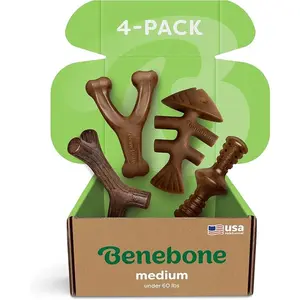 Medium 4-Pack Dog Chew Toys for Aggressive Chewers, Made in USA, 60lbs and Under