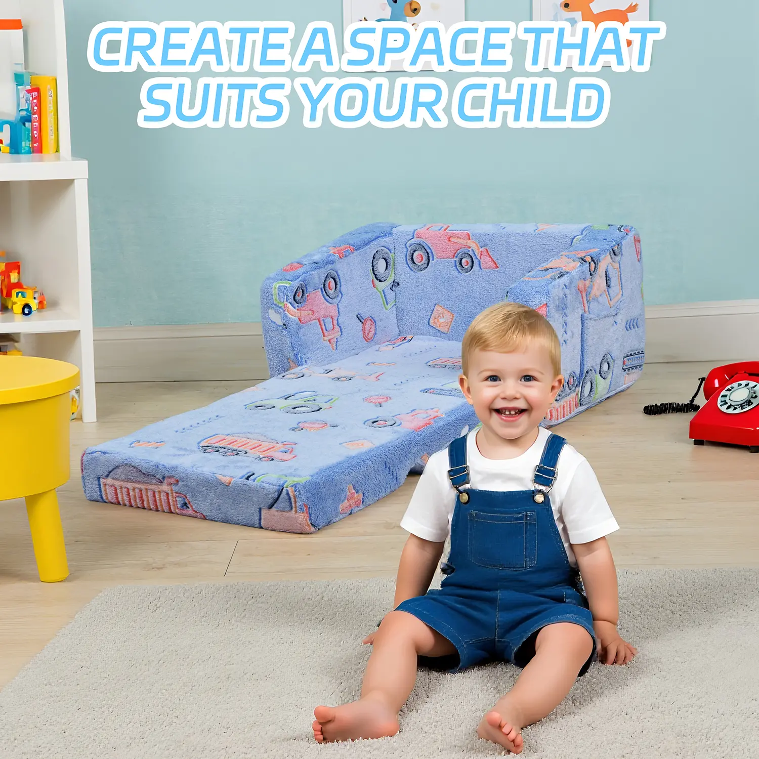 Children's Portable Folding Sofa Chair Living Room Bedroom Children's Room and Patio Use Sofa-to-Bed Conversion Perfect Christmas and Birthday Gifts for Girls and Boys Vacuum Compression Restores shape immediately after unfolding