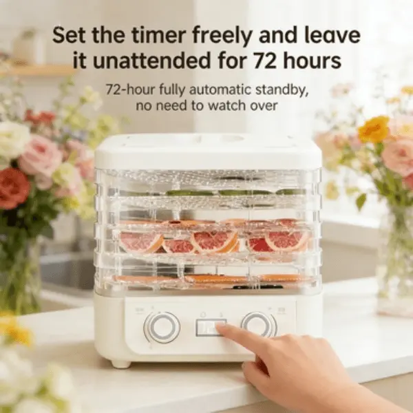 Fruit and Vegetable Dryer, Stainless Steel Dehydrater for Fruit Herb Food Meat - 5 Compartments Fruit Vegetable Dryer,with Convection 72 Hours Timer LCD Screen