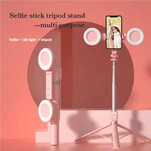 New 6 in 1 Selfie Stick With Fill Light, 67" Phone Tripod & Wireless Remote Page Turner,Bluetooth Camera Video Recording Remote,Music Control, for iPhone,iPad,iOS,Android