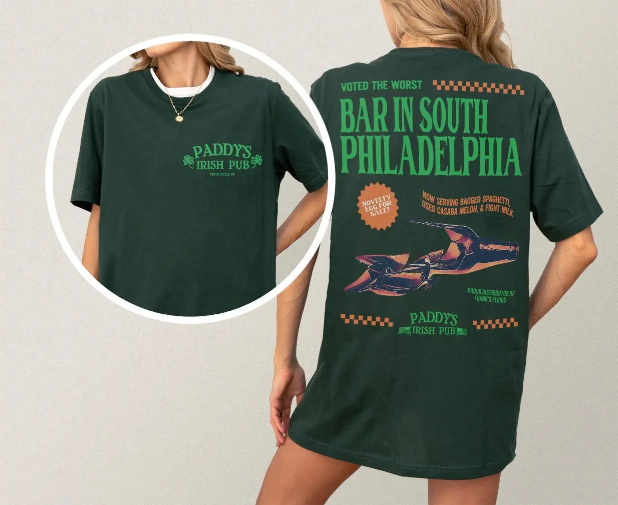 2 Side Paddy's Pub T-Shirt, Front Back It's Always Sunny in Philadelphia TV Show Merch Apparel, Funny Irish Bar St. Patrick's Day Graphic Tee, Soft Fabric, Feels Great All Day, Full Size Range, Perfect Fit for Everyone