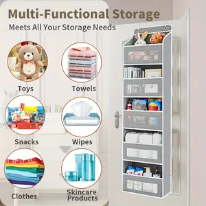 Heavy Duty Over the Door Organizer - 4 Large Pockets with Clear View - Foldable & Wall Mountable for Pantry, Bedroom, Childs Room, Closet & Nursery - Durable Space-Saving Storage for Toys, Clothes & More