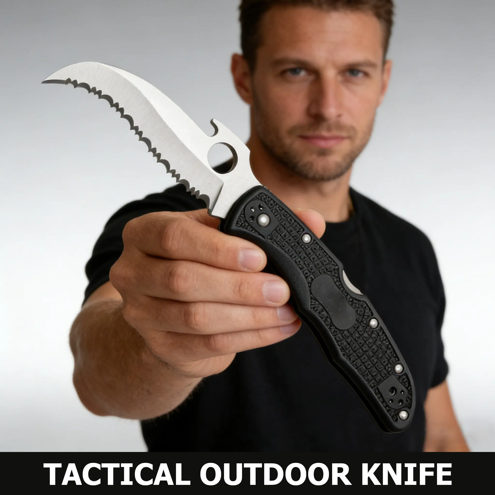 Black Smooth G10 Stainless Steel Blade Fixed Blade Knife, Outdoor EDC Tactical Knife, Perfect Gift for Men