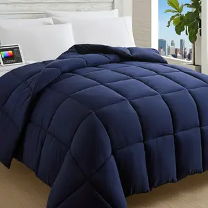 HOOMQING Collection Down Alternative Comforter All Season Warmth Luxurious Plush Loft Microfiber Fill Duvet Insert Bedding, Queen, Navy