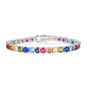 MDFUN 5mm Colorful Cubic Zirconia Tennis Bracelet – Fall/Winter Christmas Style, 6–8.5 Inches, Unisex festival gift