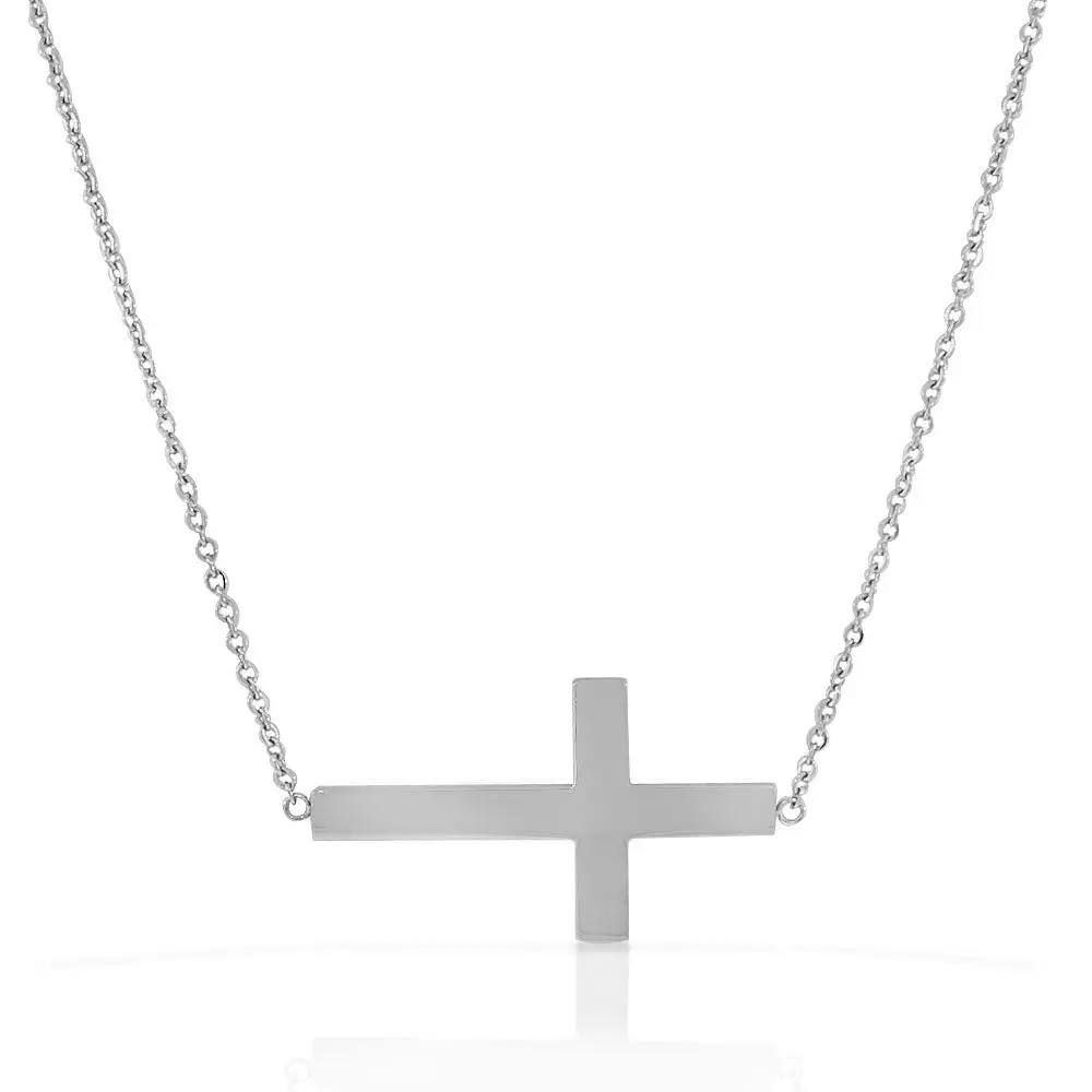 My Daily Styles Necklace for Women, Trendy Casual Sideways Cross Pendant in Stainless Steel, Tarnish-Proof Chain Jewelry for All Seasons, Trendy Charms Necklace, Accessory Necklace, Minimal Cross Theme Suits Daily Looks