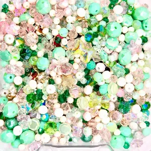 (BOGO) Sparkling Spring, High Quality Crystal Glass Beads and Charms Kit for DIY Beading Jewelry, Bracelets and Accessories and other DIY Projects such as Sun-catchers and Car Hangers
