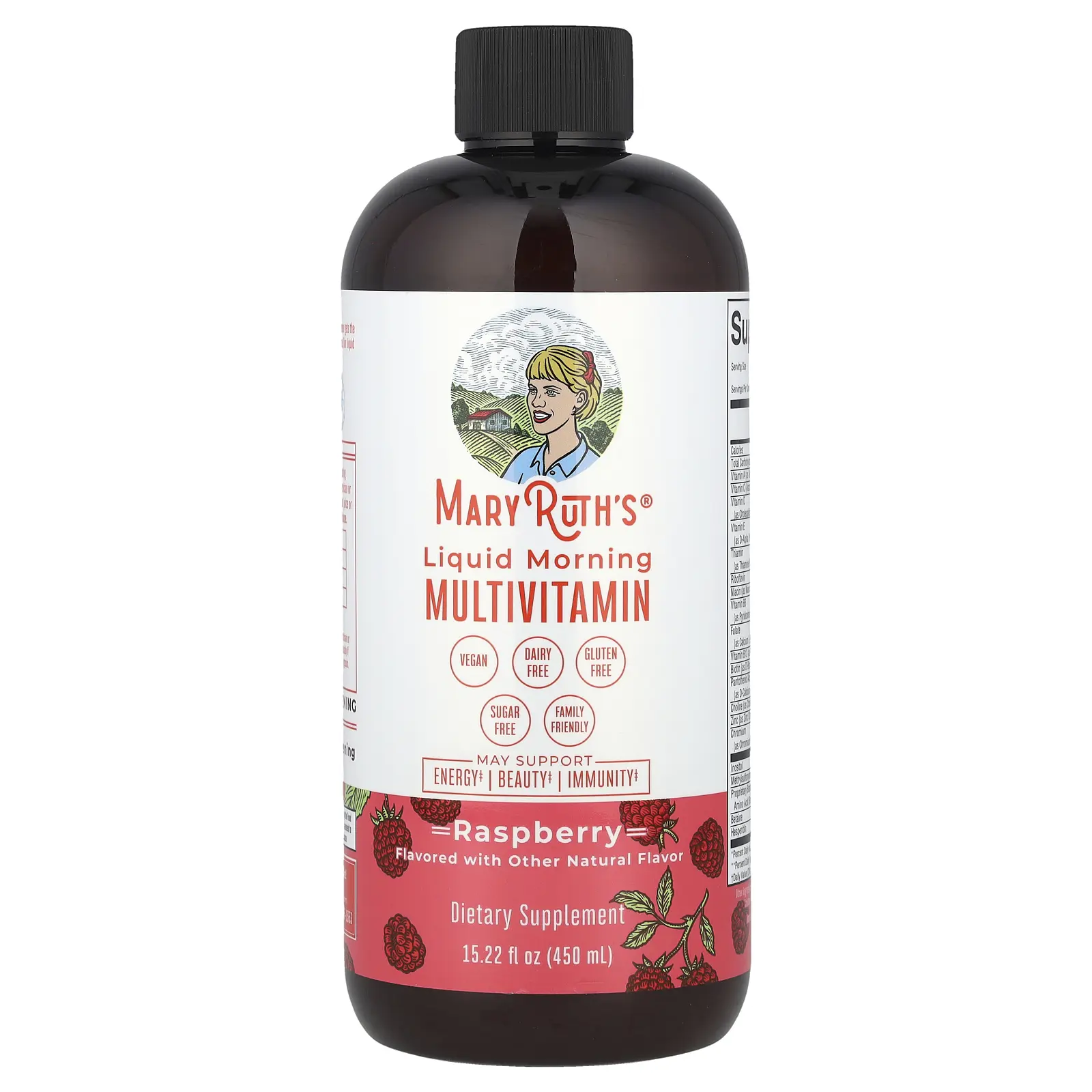 MaryRuth's Liquid Morning Multivitamin, Raspberry, 15.22 fl oz (450 ml)