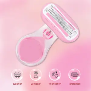 2 Counts Women's Manual Short-Handle Razor, allows simple blade replacements for consistent shaves