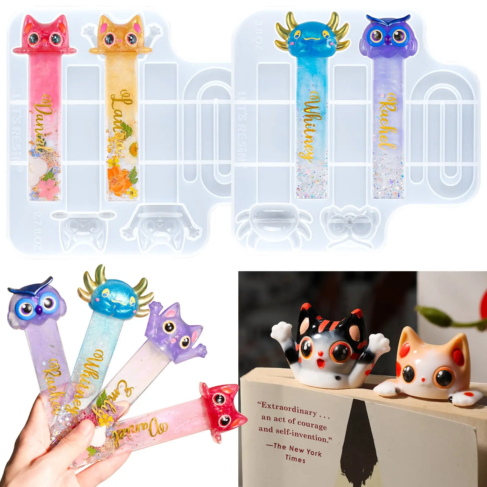 LET'S RESIN Bookmark Resin Molds, Cute UV Resin Bookmark Molds with Paperclip Pattern 3mm Thin, Bookmarks Silicone Molds for Epoxy Resin Crafts, Gifts for Book Lovers