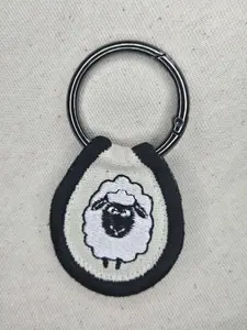 Fluffy Black Faced Sheep - Double Sided Patch Keychain, Bag Decoration, Zipper Pull, Carabiner