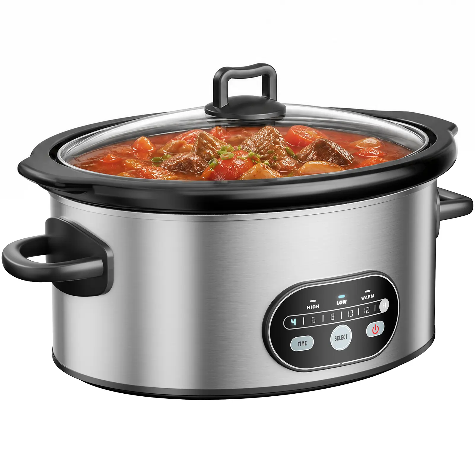 Ceramic Programmable Slow Cooker Countertop Cookware - Auto Keep Warm Function, Visible Glass Lid, Dishwasher-Safe Inner Pot, Countertop Cooker