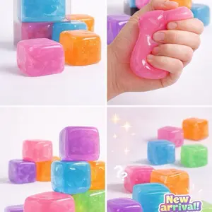 4 Pack Stress Cube, Slow Rising Ice Cube Stress Balls for Adults Kids, Sensory Fidget Toy for Anxiety Relief, Square Shape Squishy Balls for Classroom Prizes, Nice Cube Squishy for Party Favors