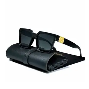 Classic Hip Hop Rapper Gangster SUN GLASSES Black Frame Gold Medallion Dark Lens