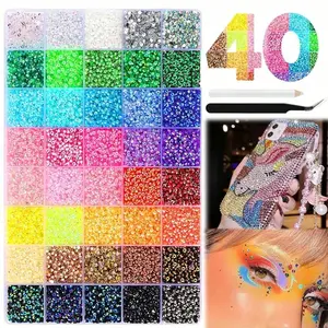 32000Pcs Resin Rhinestones Bedazzling Kit, Flatback Gems Craft Set, Multicolor Bling Decor, Perfect For DIY Clothing Shoes Bags Nails Art Diamond Painting Supplies