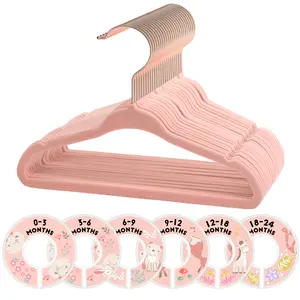 30PCS 11-Inch Goose Down Baby Hangers, Non-Slip with 6 Size Dividers, Space-Saving for Children's Clothes