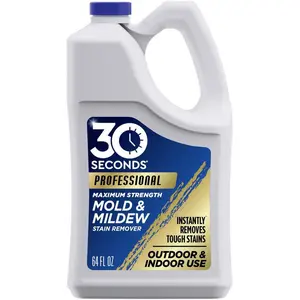 30 Seconds 1 gal. Professional Outdoor Cleaner Mold and Mildew Remover, shower tile grout, tub caulk line, sink drain rim, window frame corner, basement wall crack, deck wood seam, fence post base, vinyl siding joint,patio concrete crack,brick mortar line