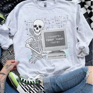 Insert Your Lies Here - Ash Grey - Sublimation-  - Unisex Jersey Sweatshirt funny sweatshirts