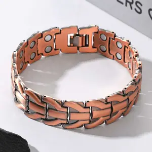 Men's copper bracelet with dragon pattern, double-row magnet, anti-static design, fashionable and simple, adjustable bracelet as a Valentine's Day gift bracelet copper jewelry magnetic field therapy jewelry