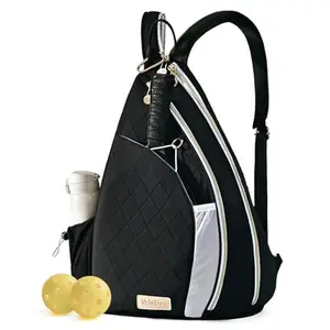 Pickleball Bag for Women Chic Quilted Sling Bag, Fits 2 Paddles, Lightweight Weatherpoorf for Court & Daily Use