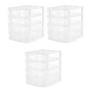 Gracious Living 4 Drawer Desktop Countertop Storage with Organizer Lid (3 Pack)