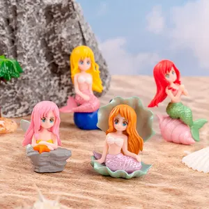 Mermaid Shell Aquarium Miniature DIY Fish Tank Ornament, Decorative Figurines, Creative Cartoon PVC Ocean Decor, Cake Topper Decoration, Car Dashboard Accessory