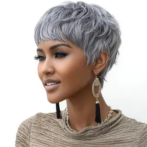 Pixie Wigs For Black Women Bob Wigs Pixie Wig Short Pixie Wigs Grey Wigs For Black Women Pixie Cut Wigs For Women Short Synthetic Wigs Salt And Pepper Hair
