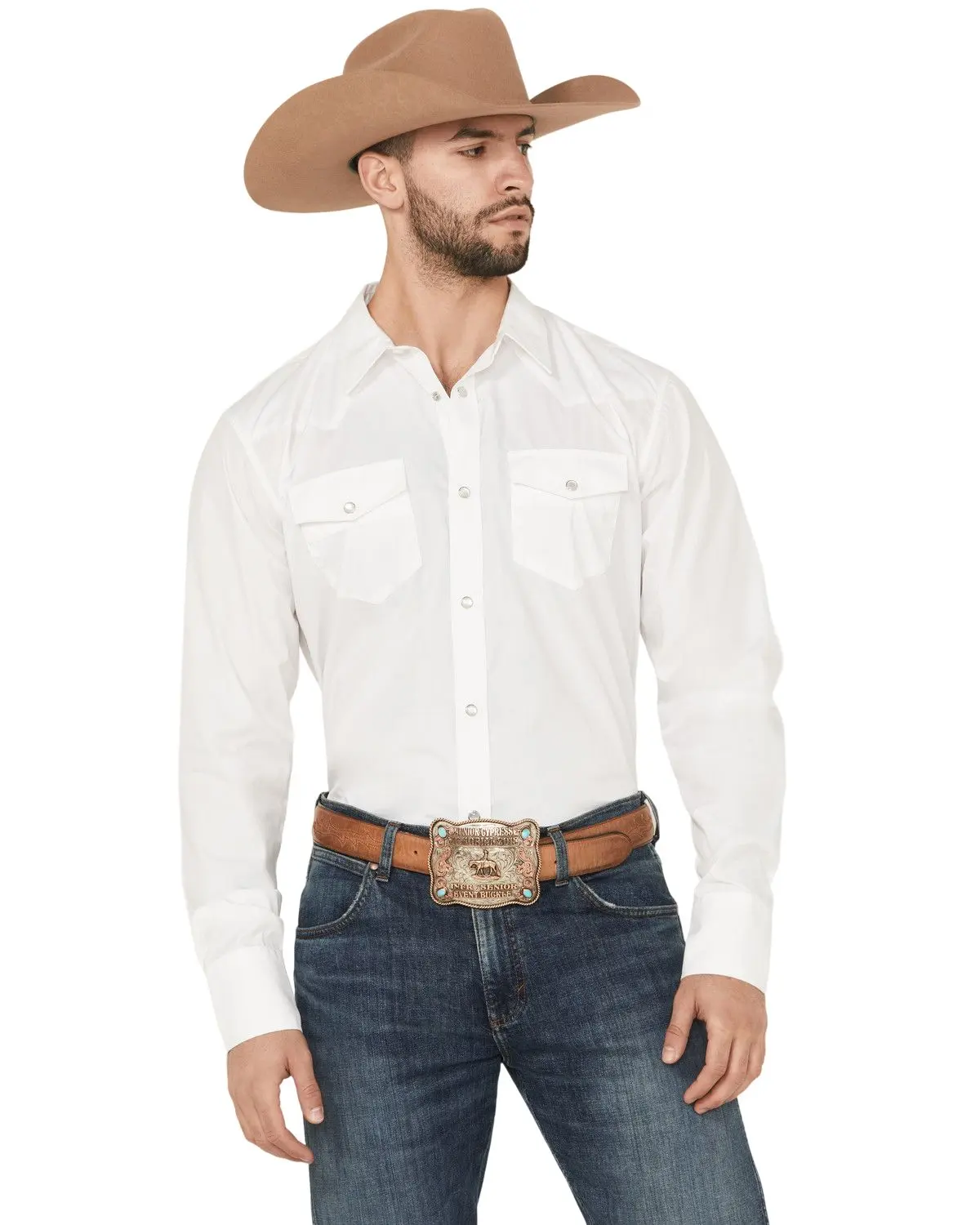 Gibson Trading Co Men's Men'S Solid Long Sleeve Snap Western Shirt Tall - Gmba17w107-Wht-Tll
