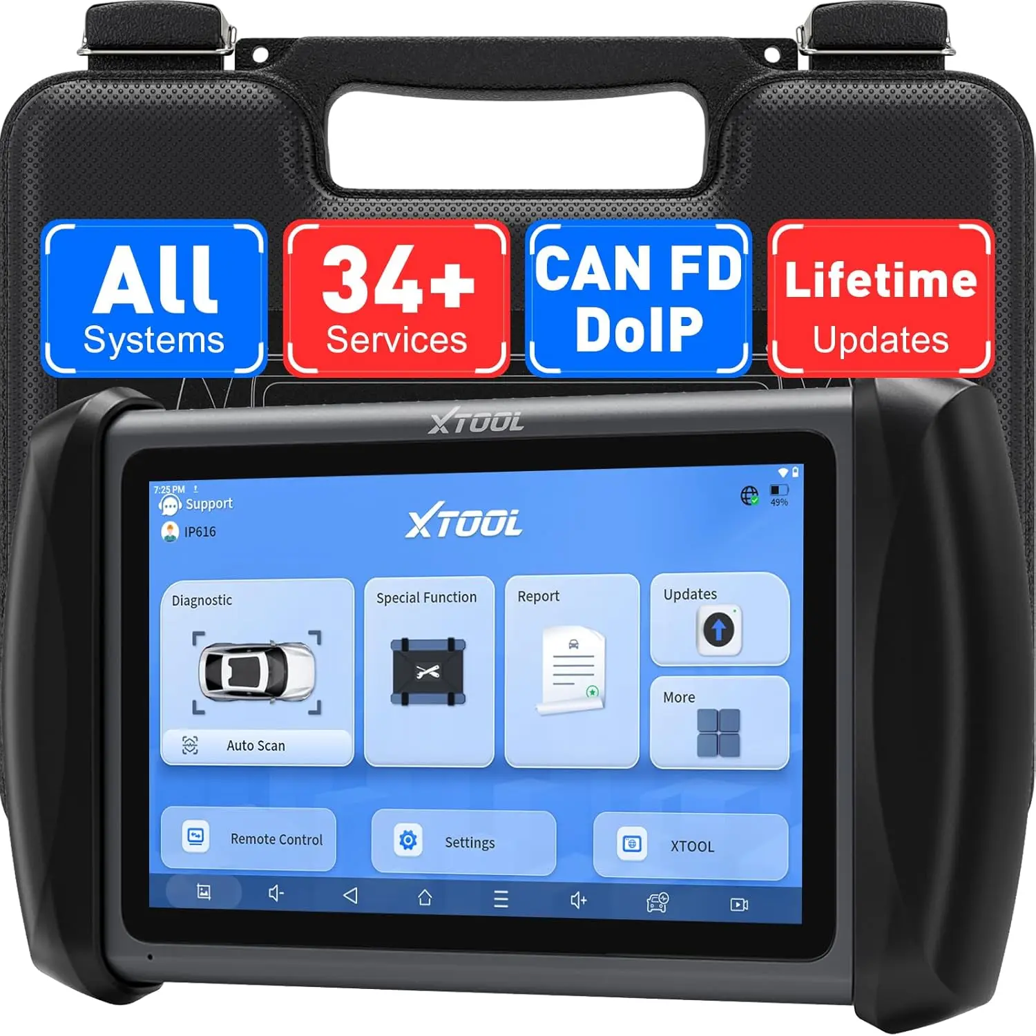 [Summervibes] XTOOL IP616 V2.0 Automotive Bidirectional Scan Tool - OBD2 Diagnostic Code Reader, CAN FD & DoIP Support, 34+ Resets, Full Systems Scan, ECU Configuration, Android 10, Lifetime Free Updates, Father's Day Car Repair Gift, Automotive Scan Tool
