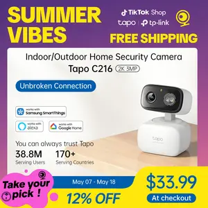 [Summervibes] TP-Link & Tapo C216/C246D/C260 Pan/Tilt Indoor/Outdoor Security Camera,Single/Dual Lenses,2K 3MP/4K 8MP,AI-Powered Detection,No Subscription,Motion Tracking,Color Night Vision,360° Pan/Tilt, Works w/Alexa & Google