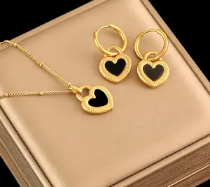 Romantic Heart Stainless Steel Jewelry Set