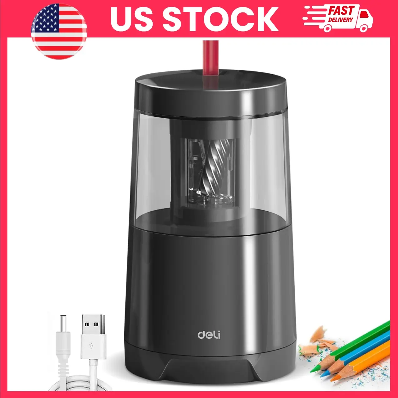 Electric Pencil Sharpener, Automatic Pencil Sharpener for No.2 Pencils & Colored Pencils, USB & Battery Operated Pencil Sharpener with Auto Stop, Fast Sharpening Pencil Sharpener for Students, Classroom Supplies, School Office Desk Accessories