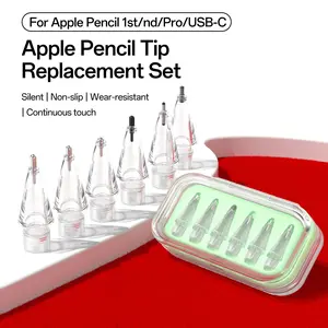 Apple Pencil Tip Replacement for Apple Pencil Pro 1 & iPad Pencil, Silent Transparent Anti-Slip Metal Wear-Resistant Nib Accessory