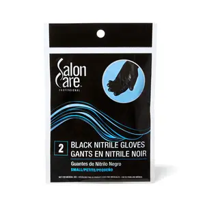 Salon Care Black Nitrile Disposable Work Safety Gloves, 2-Ct Pack, Durable Design for Optimal Tactile Performance