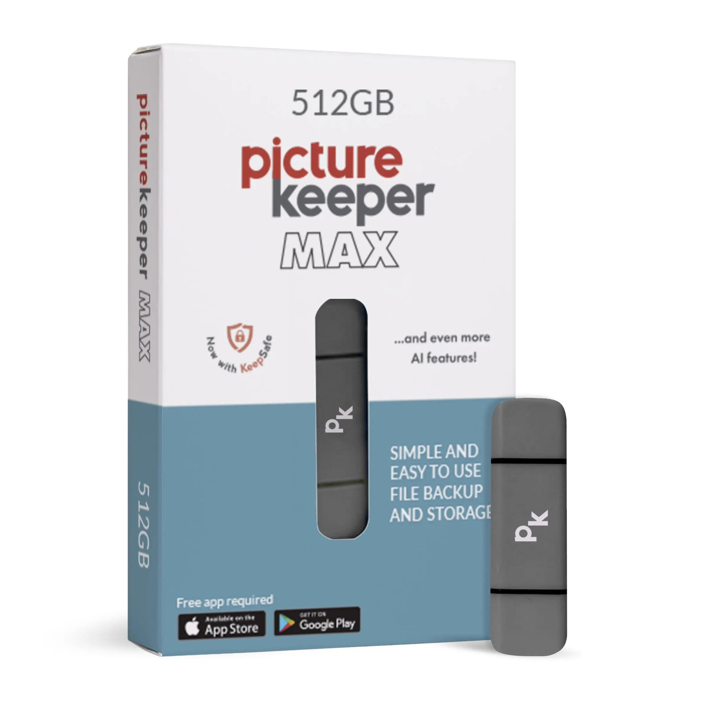Picture Keeper MAX 128GB, Photo Backup for Smart Phones, Computers, and Tablets