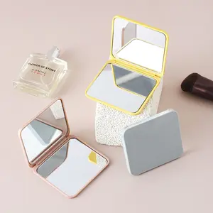 Portable Folding Travel Makeup Mirror, Dual-Sided Flip Cover, Compact Square Gift Mirror for Students, Small Pocket Mirror